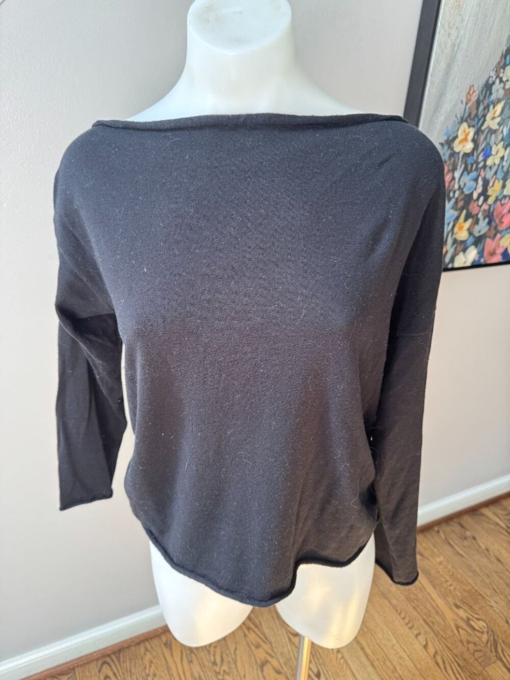 Colorush Cotton Silk Cashmere Long Sleeve Top Sweater Black Size 2 Medium